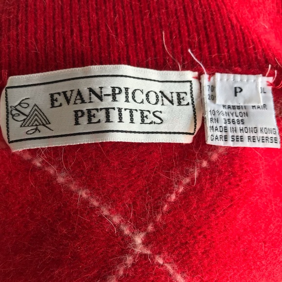 Petite Argyle Wool Angora Cardigan Sweater - Picture 5 of 7